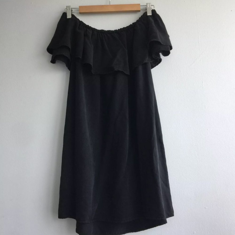 Zara Premium Women's Dress Size Small Black Off The Shoulder Mini 100% Tencel